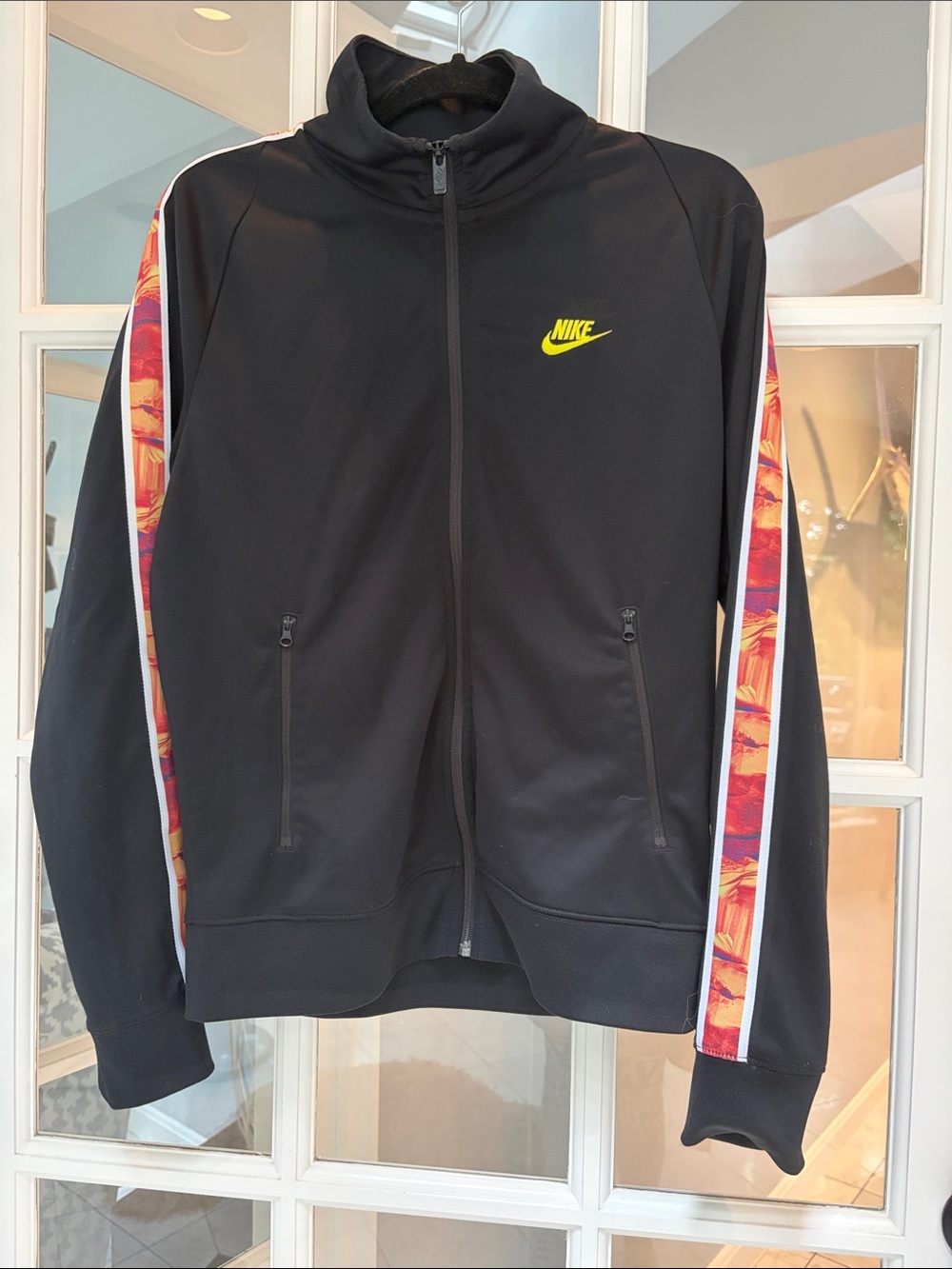 NIKE Sportswear Tribute Track Jacket sz S Medium Black Orange Max Retro